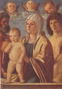 Giovanni Bellini The Virgin and Child Between Peter and Sebastian (mk05) oil painting picture